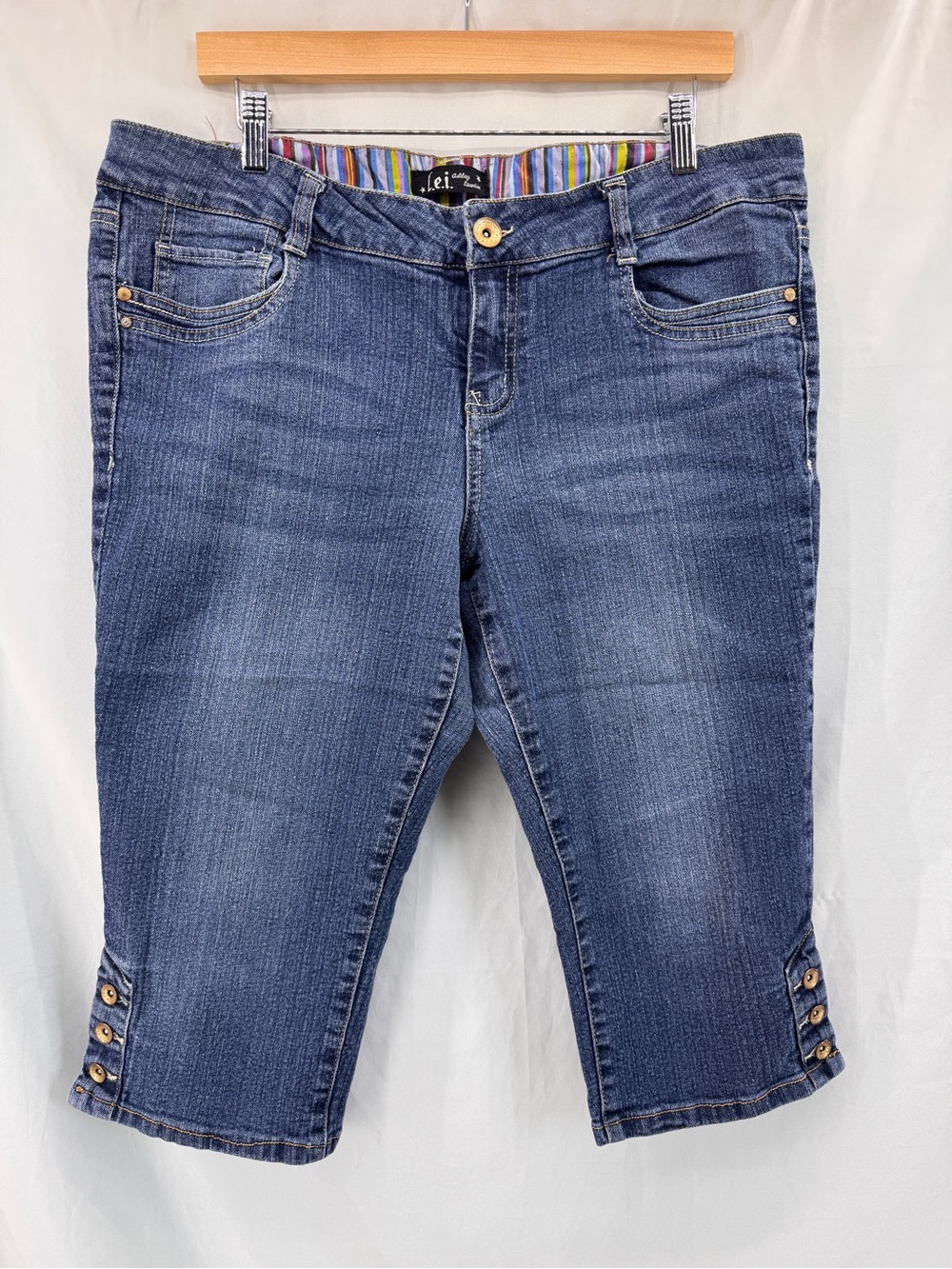 Y2K l.e.i. Ashley Low-Rise Denim Capri Pedal Pusher Jeans Juniors 17 Vintage